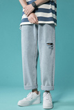 XZ214-8901-P45港风新款休闲裤直筒宽松破洞牛仔裤九分裤，男装牛仔裤，星座1204-3