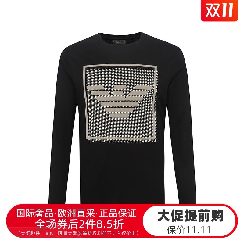 【双11】Emporio Armani/阿玛尼男士长袖时尚印花T恤20春秋新品