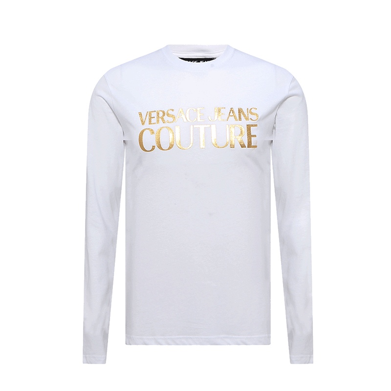 VERSACE JEANS/范思哲23秋冬新品金箔LOGO男士长袖T恤圆领上衣