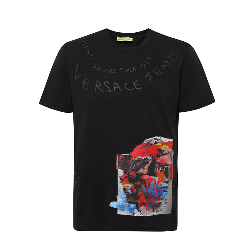 Versace/范思哲人像创意图案T恤男装圆领时尚休闲男t20春夏新品潮