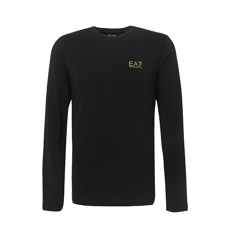 Armani/阿玛尼EA7男士23年秋冬潮流时尚黑色长T恤打底衫奢侈品