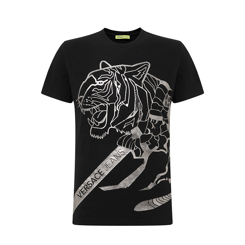 Versace/范思哲圆领短袖男装老虎头满花T恤男体恤衫男欧美新品t