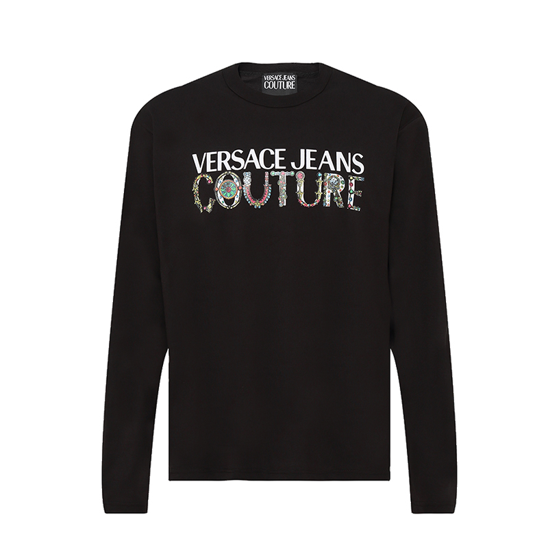 VERSACE JEANS/范思哲23年秋冬新品字母彩印花圆领T恤大码上衣