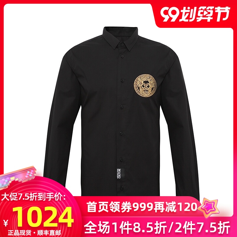 Versace/范思哲20春夏新品男士商务休闲衬衫大logo修身衬衣奢侈品