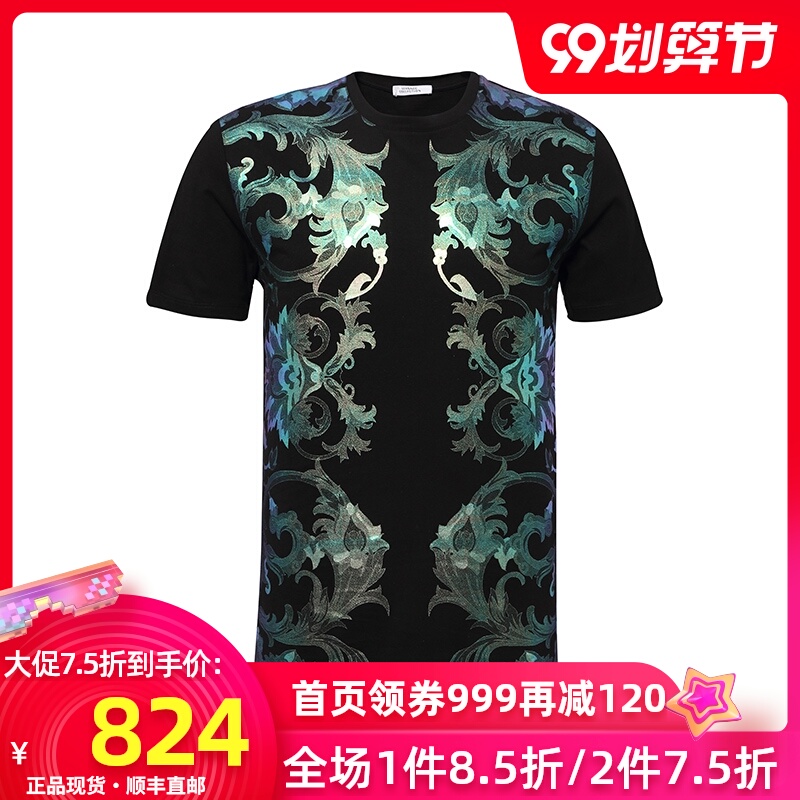 Versace Collection/范思哲潮男短袖休闲男圆修身男欧美潮品男短T