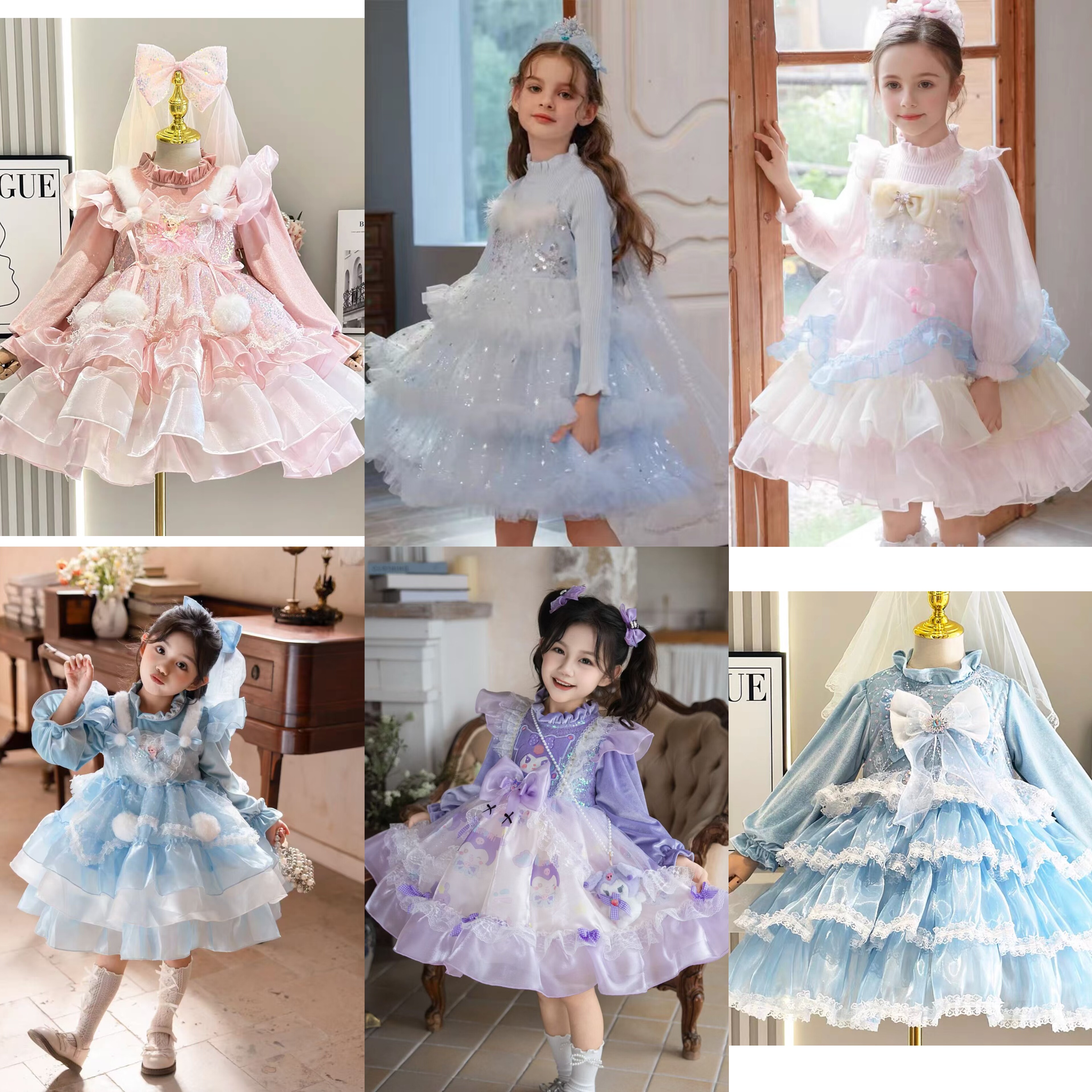 女童洛丽塔秋季冬季艾莎库洛米朱迪连衣裙长袖蓬蓬裙 生日裙 现货