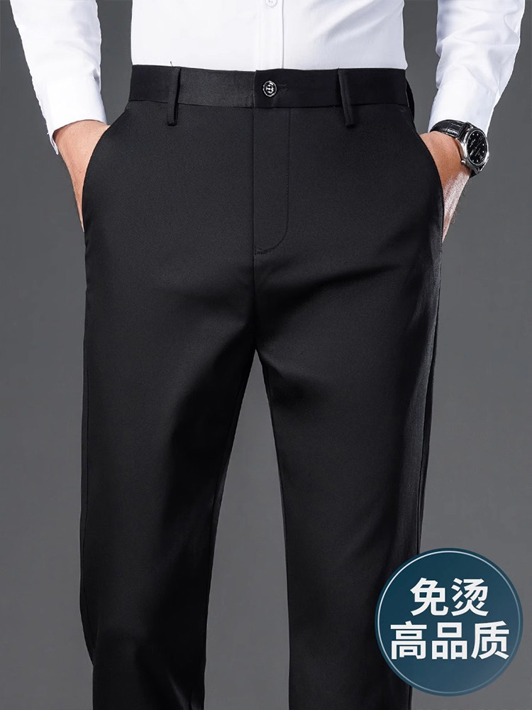 香港高端商务西裤男士秋冬款免烫抗皱弹力加绒职业正装休闲长裤子