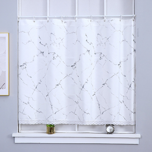 小窗帘浴室挂环魔术贴半帘短厨房涤纶布防霉免打孔卫生间窗户遮挡