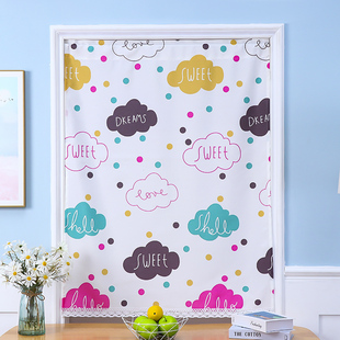 小窗帘定做挂环魔术贴半帘短厨房防水布免打孔卫生间窗户遮挡厕所