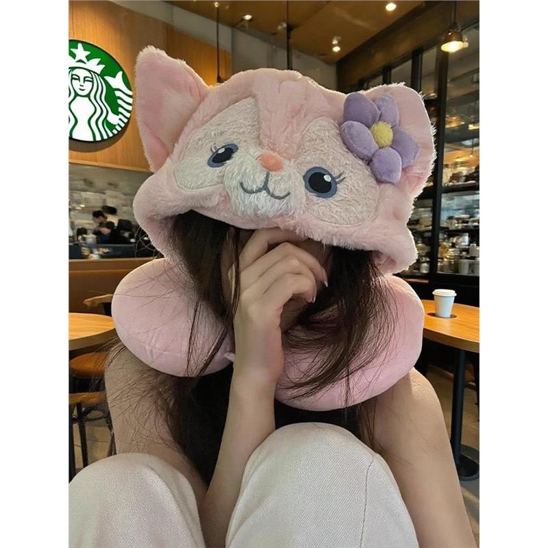 玲娜贝儿贝尔U型枕连帽午睡枕办公室出差飞机冬季高铁神器带帽子