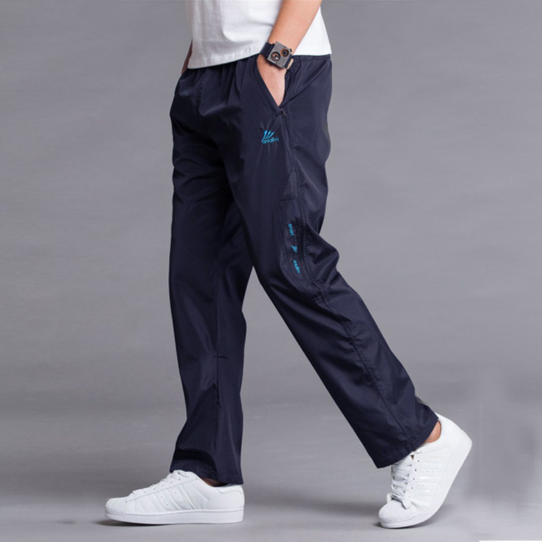 春夏运动裤男长裤薄款透气涤纶滑面速干裤休闲裤耐磨直筒跑步卫裤