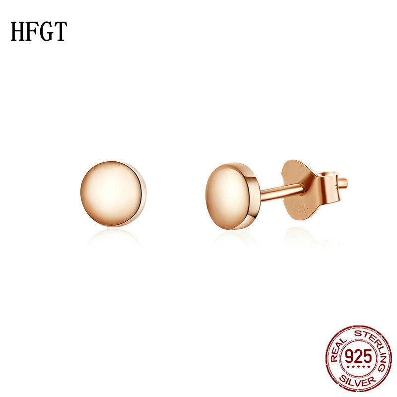HFGT新款圆饼简约S925纯银耳环女镀白金防过敏气质银耳钉时尚个性