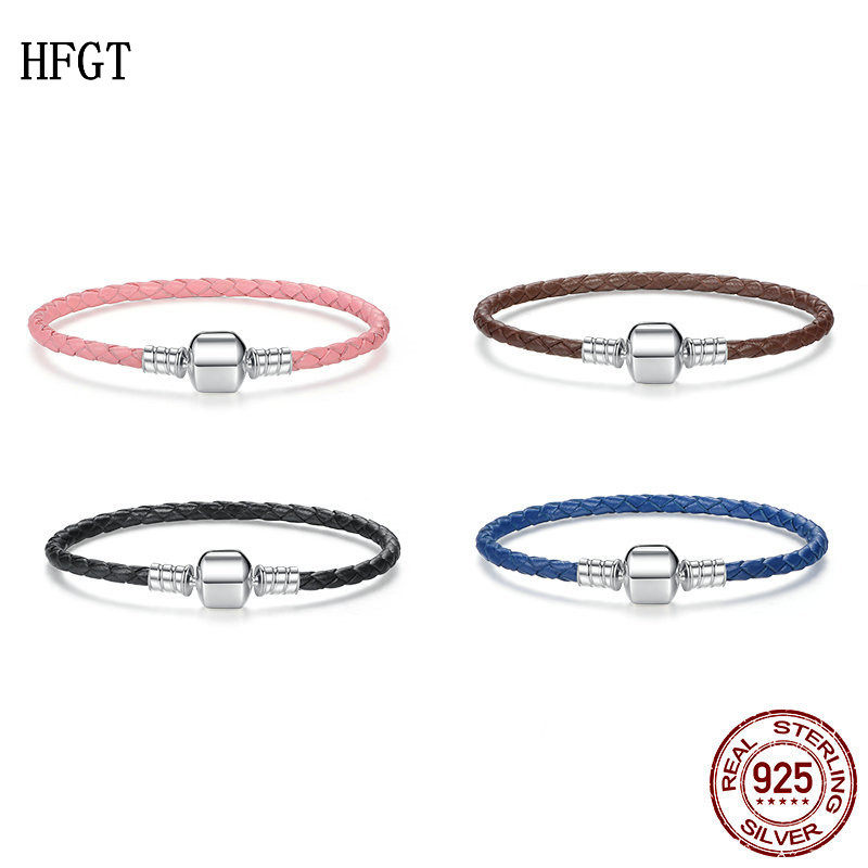 HFGT外贸流行货源 S925纯银扣头 新款皮手链手镯手环 手链手串