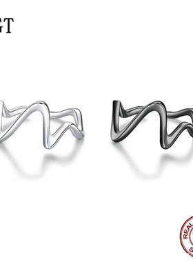 新款简约波浪S925纯银戒指男女 时尚网红款戒指高端奢华首饰配饰