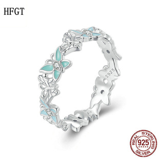 原创夏季小清新绿色蝴蝶戒指 森系灵动925纯银高端首饰品指环戒指