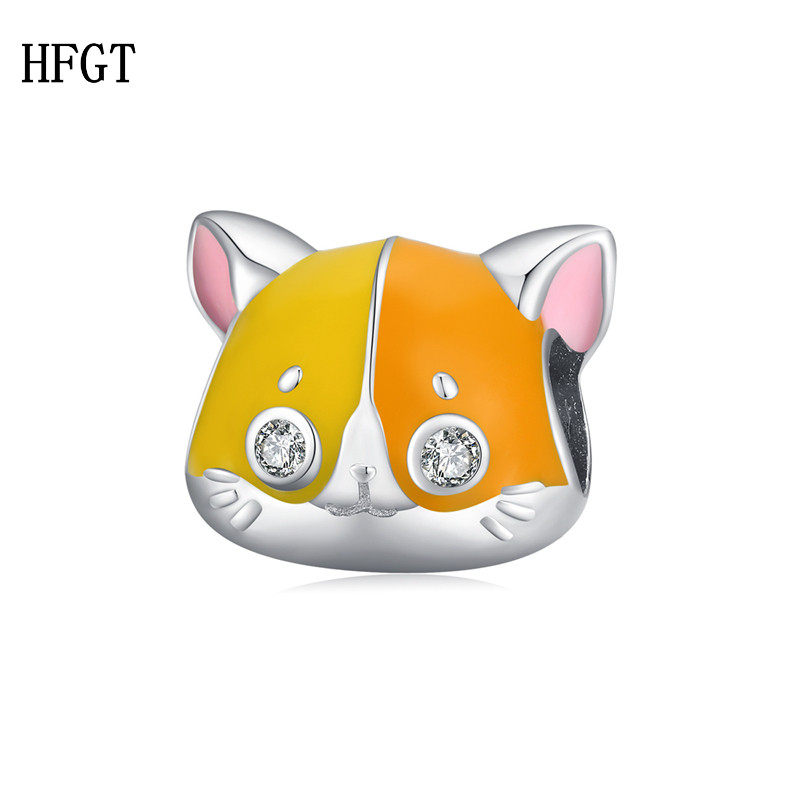 hfgt925纯银加菲猫动物珠子手链手镯项链吊坠 配件串饰串珠散珠