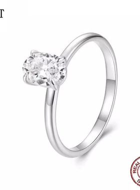 轻奢1克拉莫桑石戒指s925纯银时尚饰品结婚戒指女婚礼高端首饰女