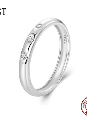 简约细闪莫桑石戒指s925纯银时尚个性高端百搭轻奢指环饰品女