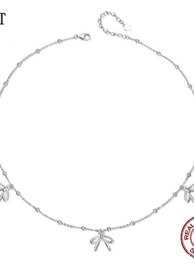 原创俏皮少女心蝴蝶结项链 甜美可爱s925纯银高端首饰幸运锁骨链