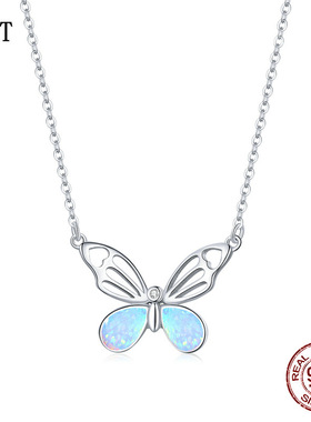 欧美新款蜕变蝴蝶澳宝项链女 日系小众气质s925纯银锁骨链银饰