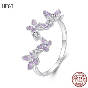 丁香花戒指开口戒指 s925纯银四叶草手饰戒指女小众高级轻奢秋冬