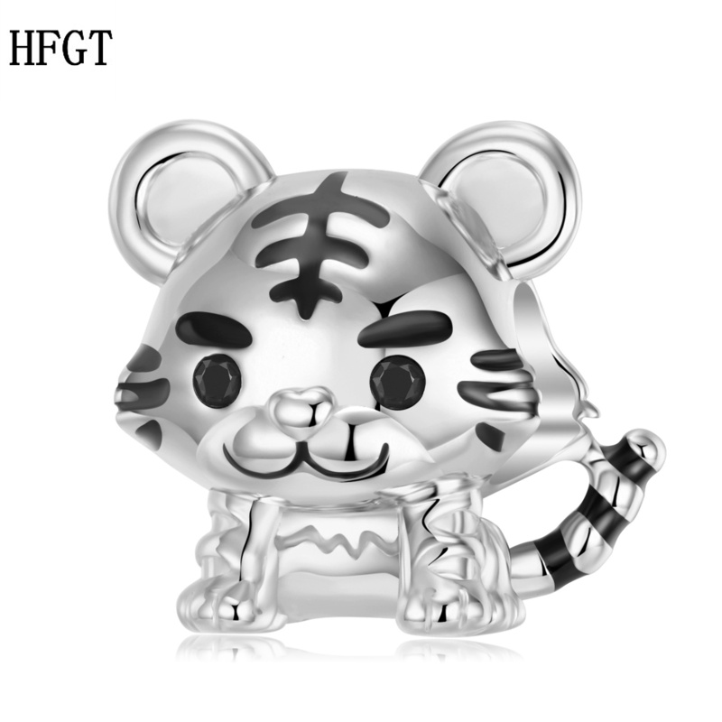 白虎925纯银串珠虎年小众手链diy珠子银饰品配件本命年老虎银饰女