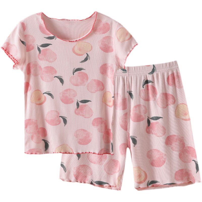 CHILDRENS PAJAMAS SUMMER THIN GIRLS LOUNGEWEAR PRINCESS BABY MODAL SHORT SLEEVE PANTS BIG KIDS LITTLE GIRL SET