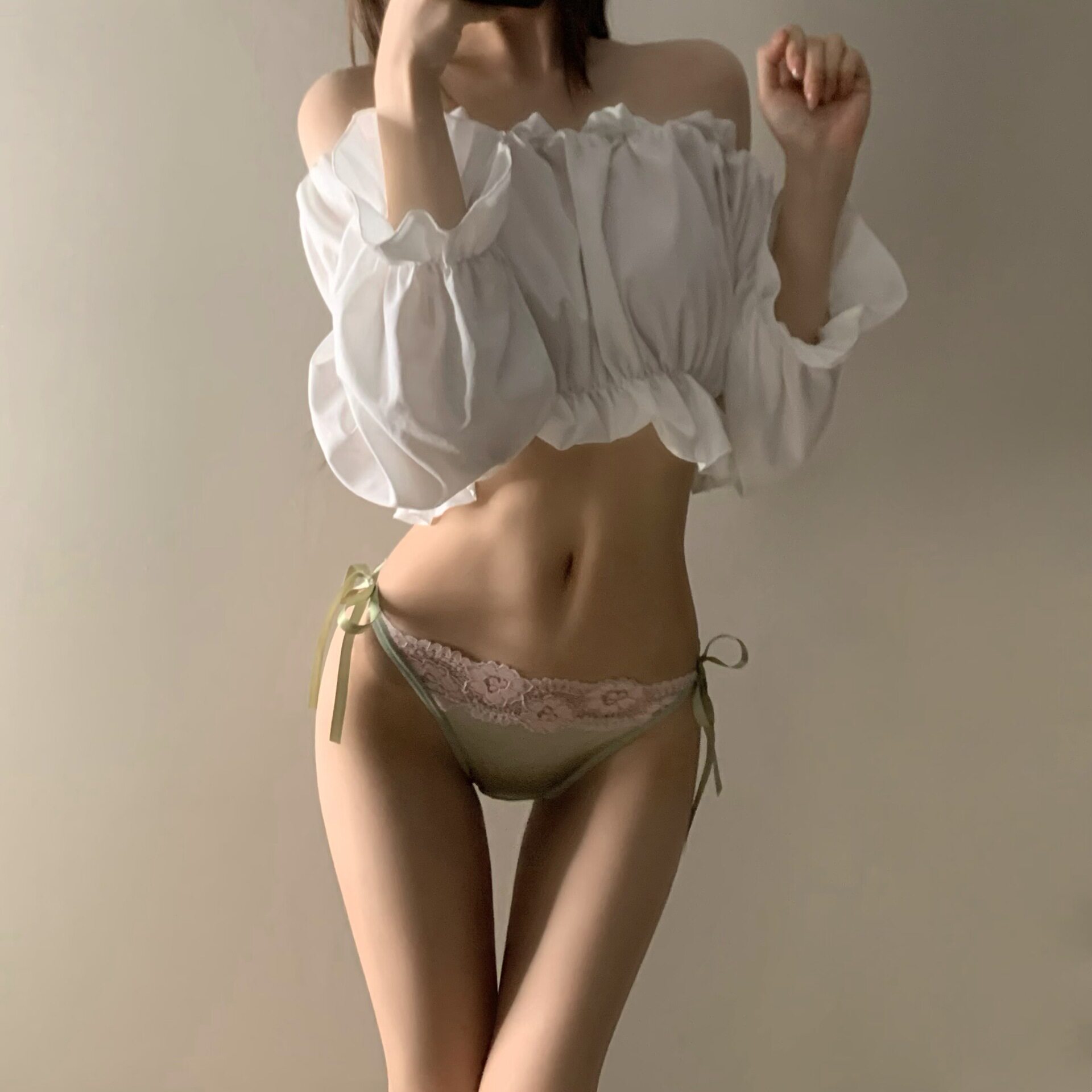 花房公主~性感缎面蕾丝内裤女士低腰禁欲系绑带纯棉档三角裤女生