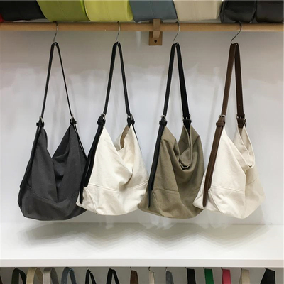 小脏柜 韩版jennie同款休闲慵懒风大容量单肩斜挎包帆布托特包包