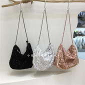 小脏柜 韩国小众设计师满天星闪闪bling亮片包单肩斜挎链条托特包