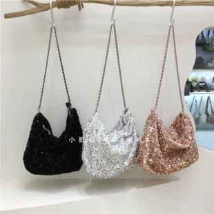 小脏柜 韩国小众设计师满天星闪闪bling亮片包单肩斜挎链条托特包