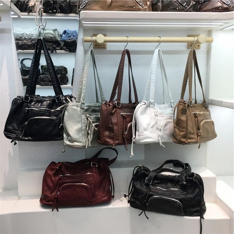 小脏柜 小众ins复古洗水软皮口袋托特包休闲潮牌机车风手提单肩包,箱包皮具/热销女包/男包,通用款女包,淘宝优惠券,粉丝福利购,淘宝优惠卷