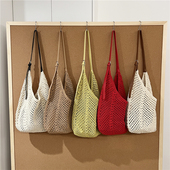 小众ins手工编织包休闲大容量单肩斜挎镂空包 韩版 小脏柜 2026夏季