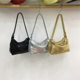 小脏柜 小众设计轻奢风blingbling亮片手提枕头包单肩腋下小方包