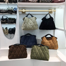 菱格绒布手拎包休闲轻便单肩斜挎托特包 秋冬新款 小脏柜 小号时尚