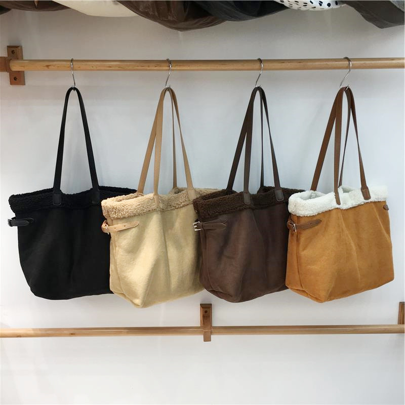 小脏柜 韩国ins博主网红同款绒面复古手提大容量单肩菜篮子托特包,箱包皮具/热销女包/男包,通用款女包,淘宝优惠券,粉丝福利购,淘宝优惠卷