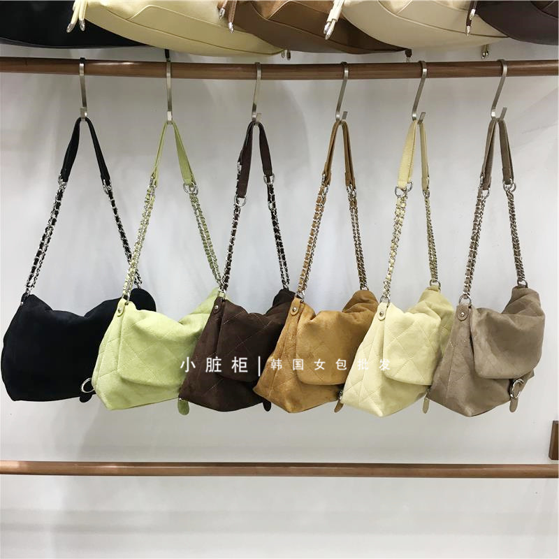 小脏柜 小香风菱格链条女时尚百搭单肩包高级感麂皮绒斜挎小方包