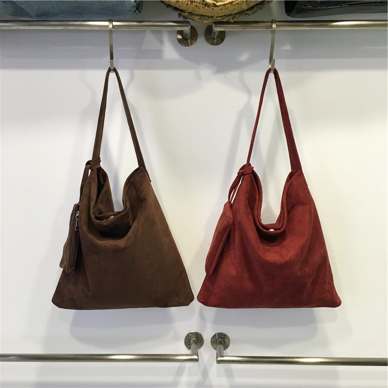 小脏柜 秋冬复古红色包包大容量麂皮绒料百搭通勤单肩腋下托特包,箱包皮具/热销女包/男包,通用款女包,淘宝优惠券,粉丝福利购,淘宝优惠卷