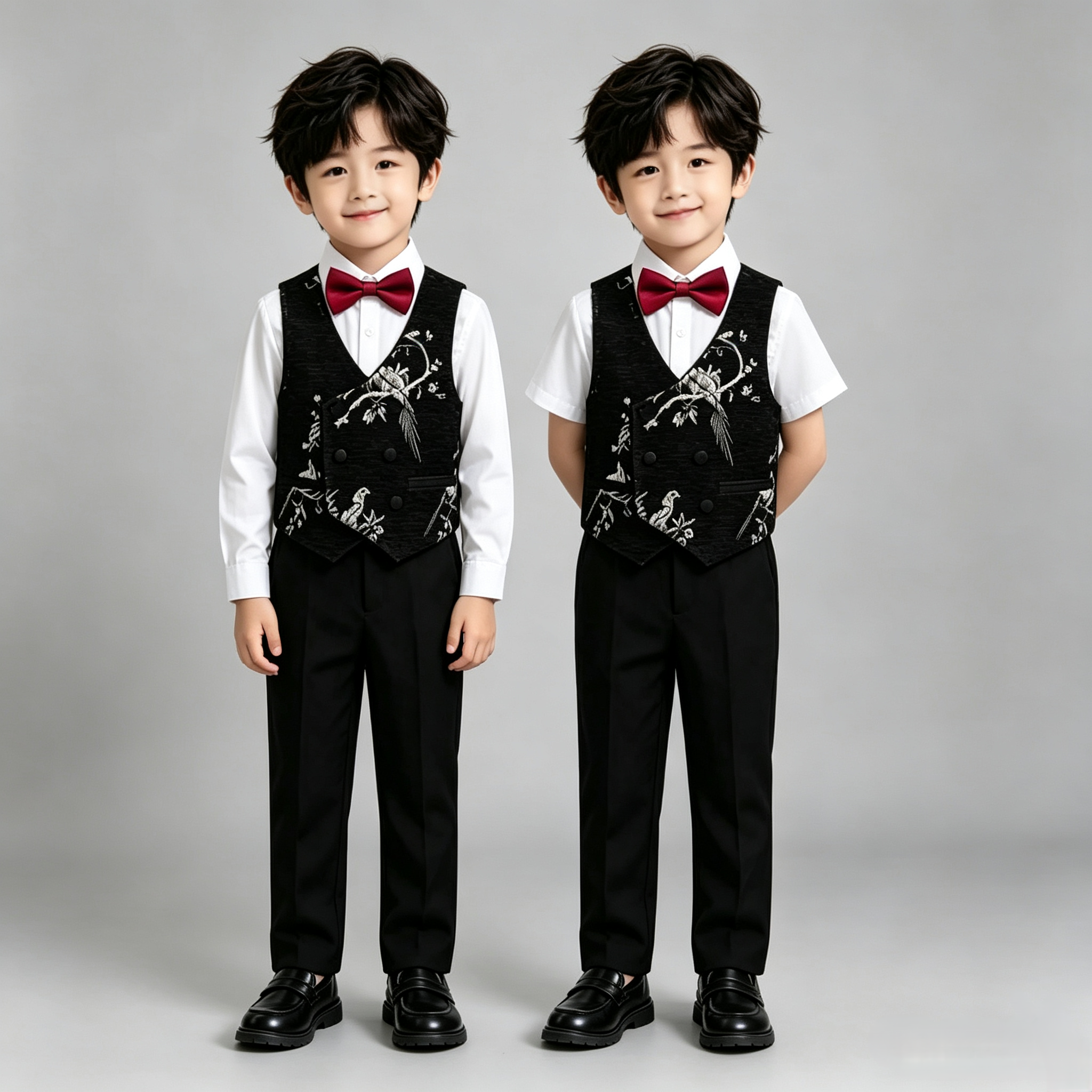 儿童国风礼服套装夏季男童背带裤演出服幼儿园学生合唱服毕业服装