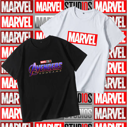 漫威复仇者联盟4T恤新款宽松百搭半袖marvel联名潮周边纯棉短袖男