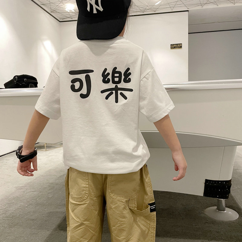 港风可乐短袖儿童纯棉宽松上衣