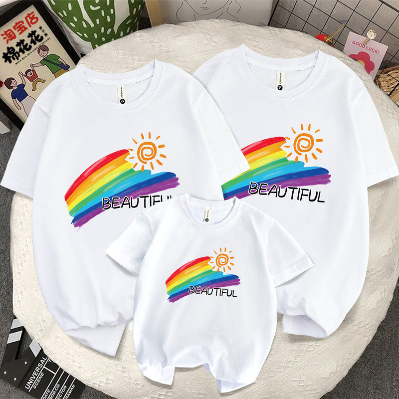 2026亲子装短袖夏装一家三口四口t恤五一六一幼儿园运动会班服装