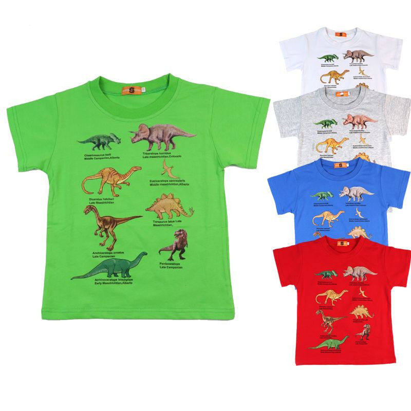 恐龙男童100%纯棉短袖T桖男中大童夏季新款半袖休闲上衣服
