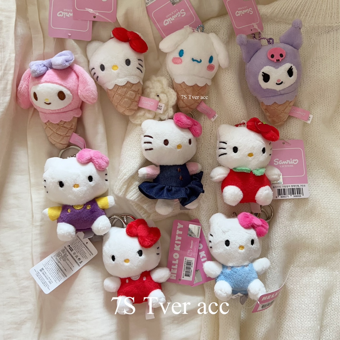 【现】tver三丽鸥正品韩国进口Kt粉猫咪包包挂件手机链可爱钥匙扣