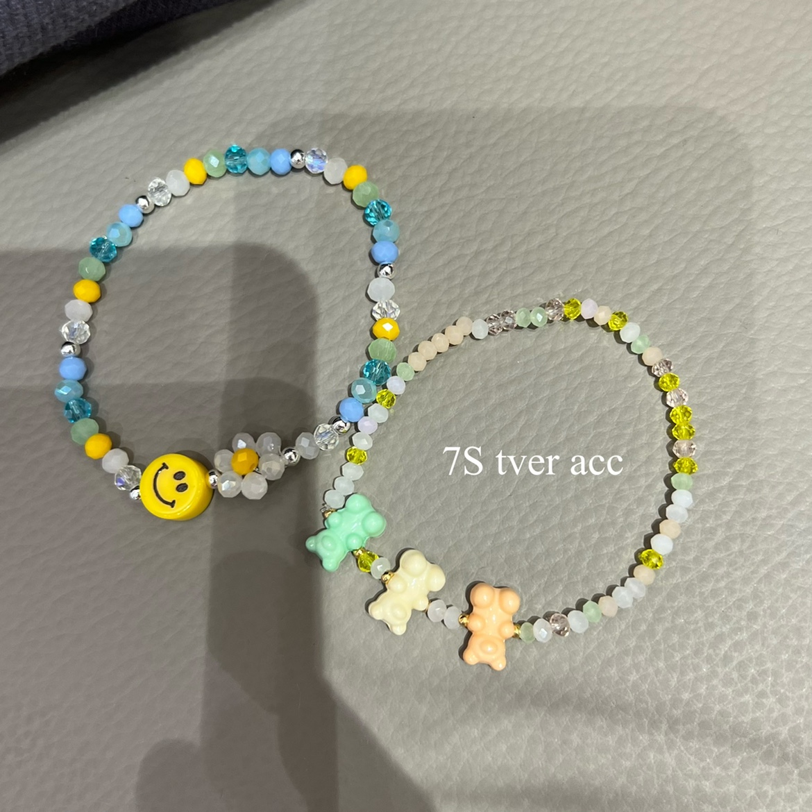 【现】tver Acc韩国边伯贤同款笑脸花朵手链 软糖熊可爱弹力手绳