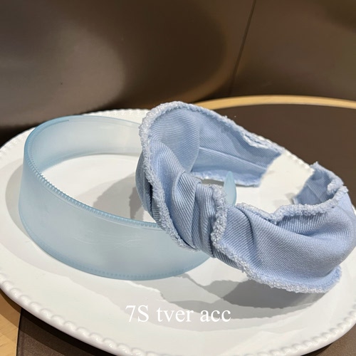 实拍Tveracc韩国进口时尚法式牛仔宽边头箍洗脸发窟手工打结发箍