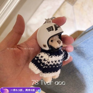 tver 包挂件 Acc韩国东大门字母头盔小熊钥匙扣 机车玩偶