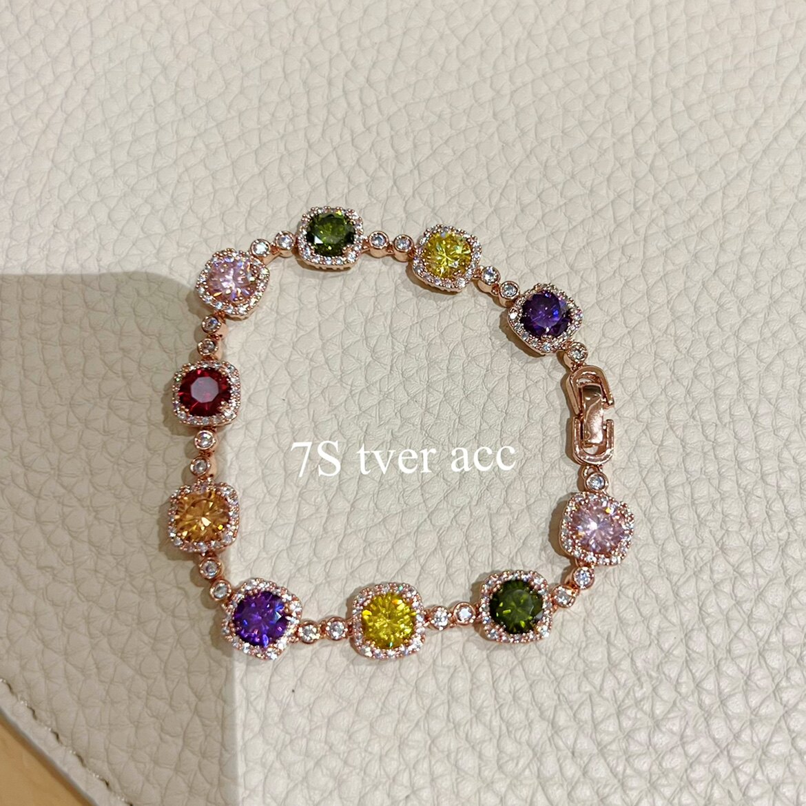 韩国设计师款彩色镶钻手链女小众设计感气质百搭手饰专柜阿豆款