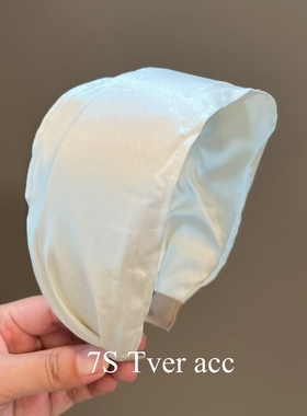 Tver acc韩国进口白色缎面宽蝴蝶结发箍女小众设计感气质发饰头箍