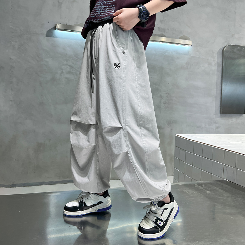 男童夏季直筒阔腿工装裤2025新款宽松长裤儿童夏天冰丝薄款裤子潮